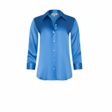 Dani 3/4 Sleeve Silk Blouse in Regatta Blue