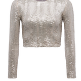 Rogan Crop Sequin Long Sleeve Top