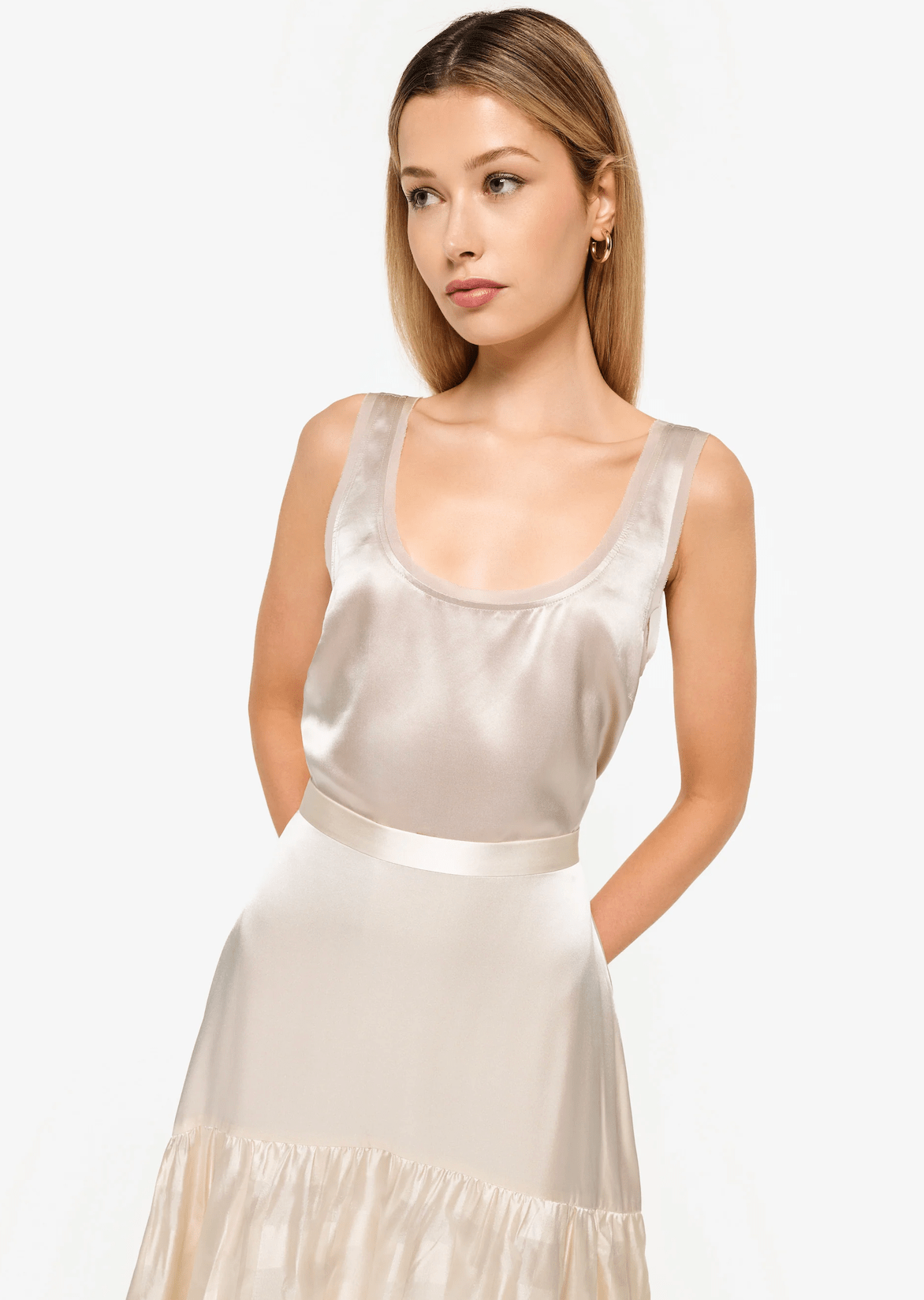 Nilou Chiffon Camisole in Oat - Lukka Boutique