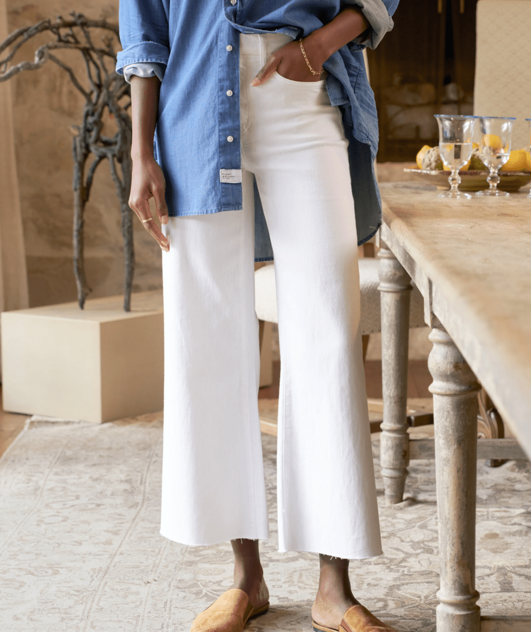 Galway Gaucho Jeans in White - Lukka Boutique