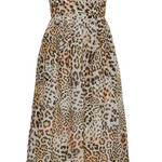 Alba Silk Linen Midi Dress in Cheetah Natural - Lukka Boutique