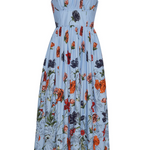 Alba Midi Dress in Botanical Blue - Lukka Boutique