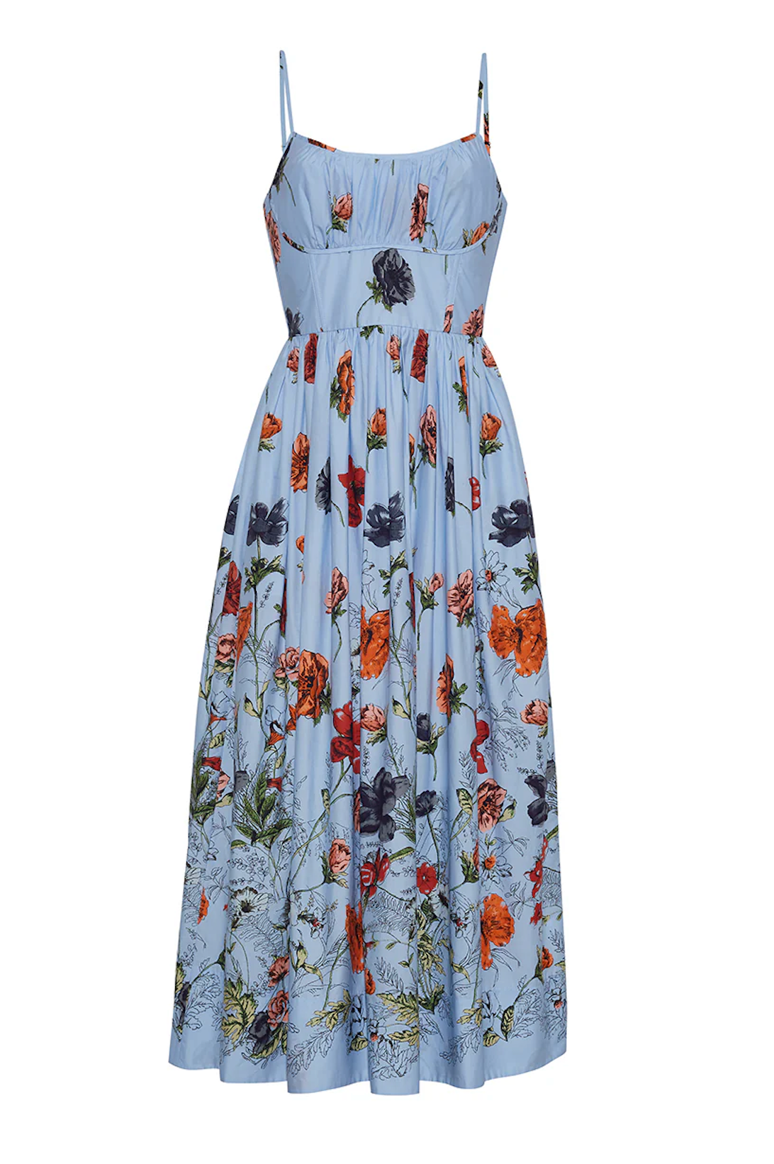 Alba Midi Dress in Botanical Blue - Lukka Boutique