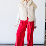 Silky Fur Vest in Almond Cream - Lukka Boutique