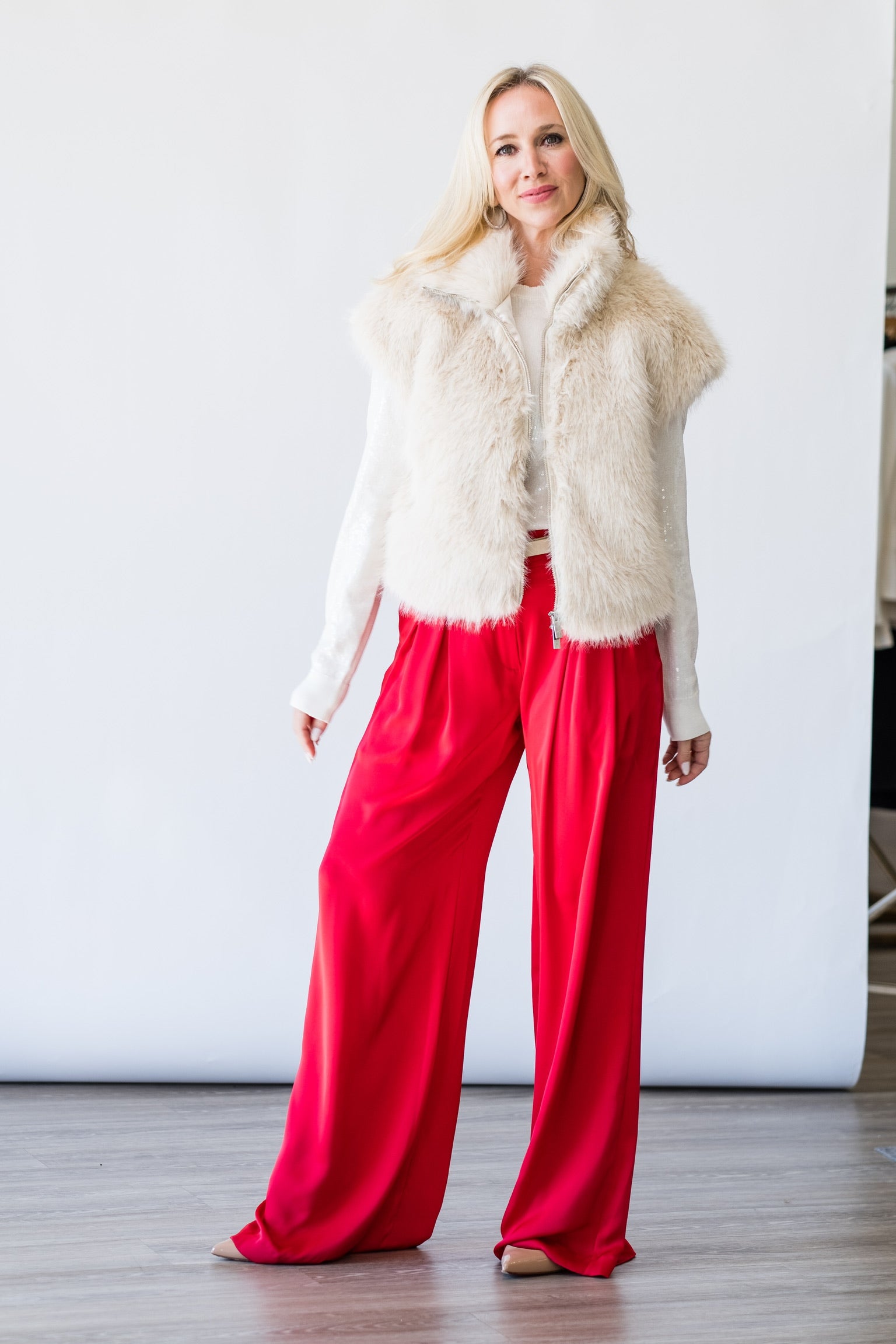 Silky Fur Vest in Almond Cream - Lukka Boutique