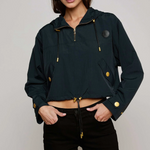 Bronwyn Cropped Windbreaker in Black - Lukka Boutique