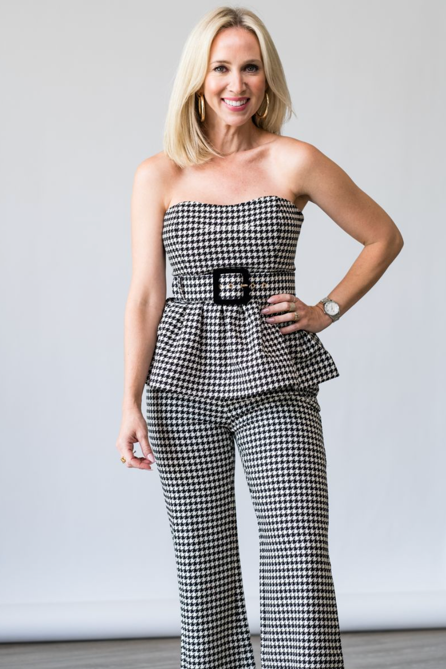 Tilda Top in Houndstooth Black/White - Lukka Boutique