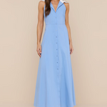 Maurie Halter Maxi Dress in Vitsa Blue/White - Lukka Boutique