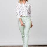 Tati High Rise Crop Micro Bootcut Jean in Pale Jade Coated - Lukka Boutique