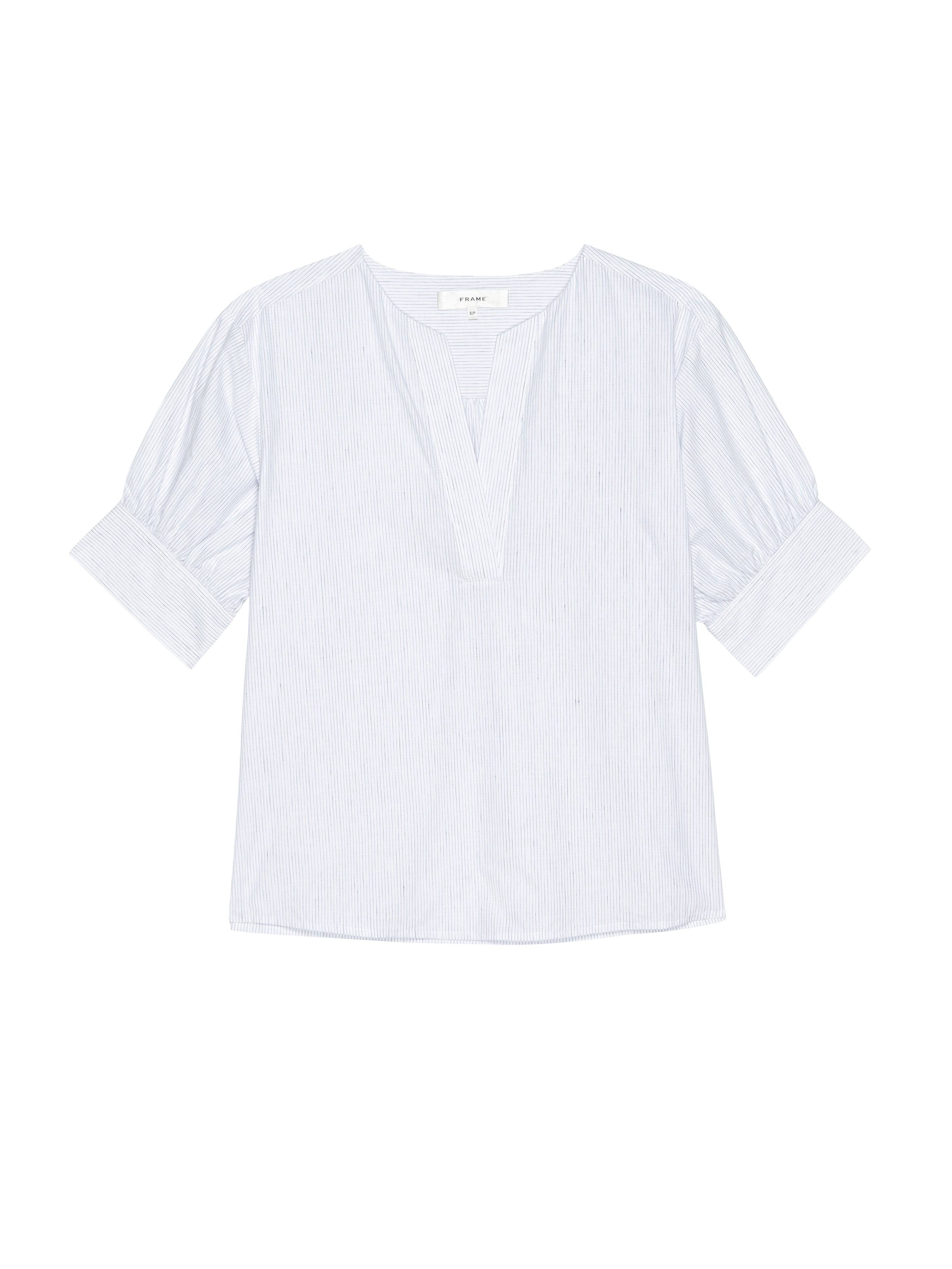 The V-Neck Popover in White - Lukka Boutique