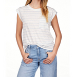 Relaxed Cap Sleeve Tee in Pacific Blue Stripe - Lukka Boutique