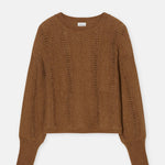 Long Sleeve Crew Neck Sweater in Light Mocha Brown - Lukka Boutique
