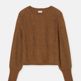 Long Sleeve Crew Neck Sweater in Light Mocha Brown - Lukka Boutique