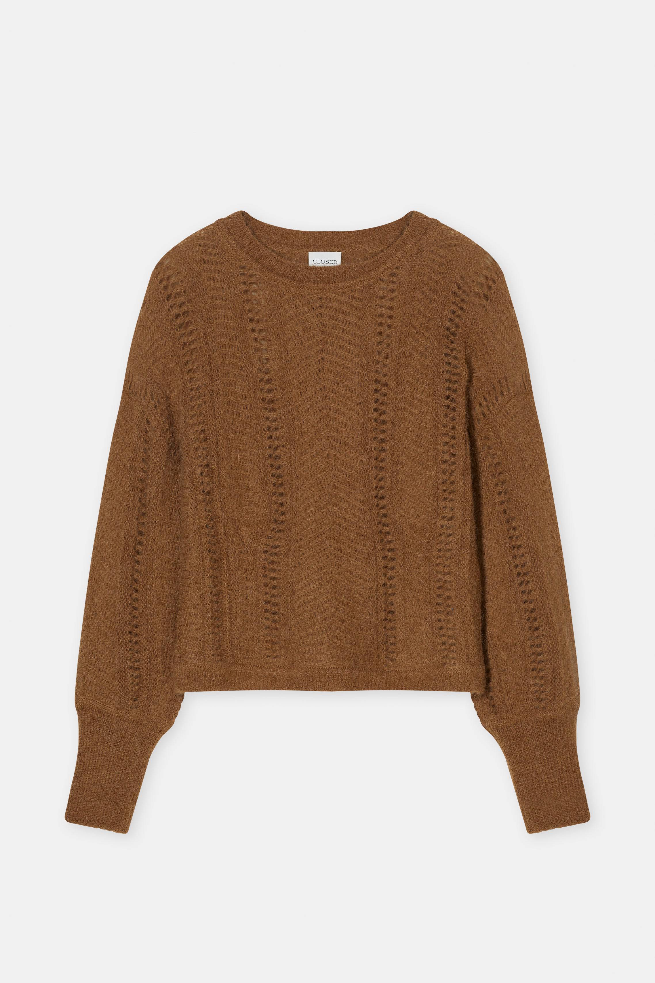 Long Sleeve Crew Neck Sweater in Light Mocha Brown - Lukka Boutique