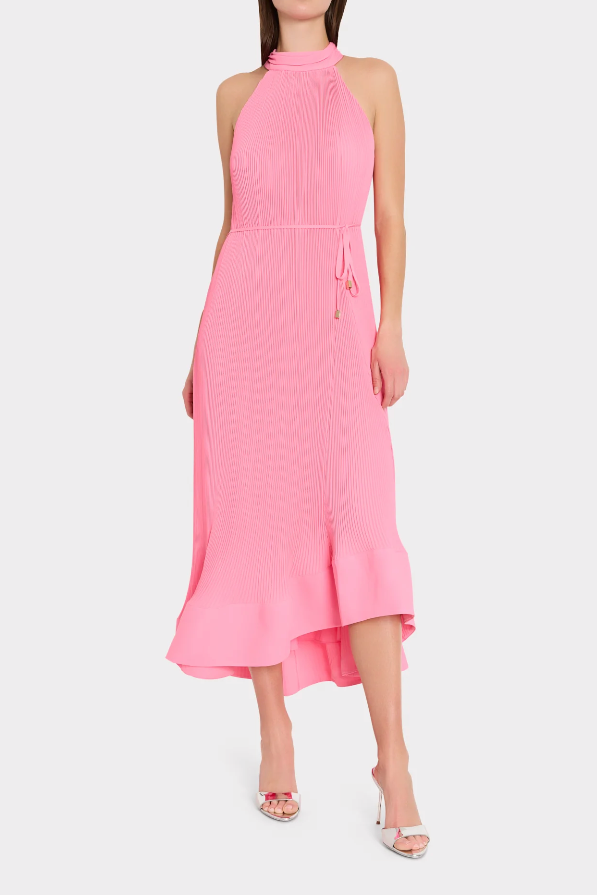 Nalani Pleated Midi Dress in Pink - Lukka Boutique