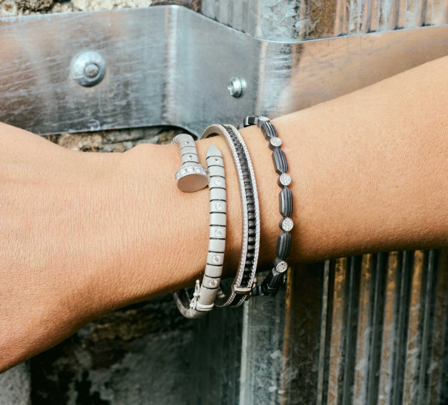 Industrial Finish Ribbed Metro Hinge Bracelet - Lukka Boutique