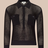 Carine Pointelle Collared Swtr
