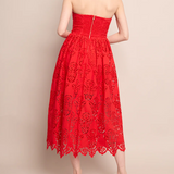 Torres Dress in Red Embroidered Eyelet