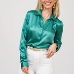 Tyler Silk Blouse in Bright Jade - Lukka Boutique