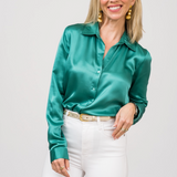 Tyler Silk Blouse in Bright Jade - Lukka Boutique
