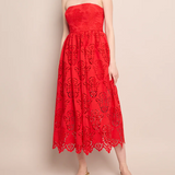 Torres Dress in Red Embroidered Eyelet
