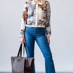 Kendra High Rise Crop Flare Jean in Stone Blue - Lukka Boutique