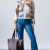 Kendra High Rise Crop Flare Jean in Stone Blue - Lukka Boutique