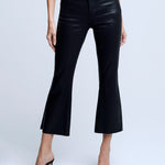 Kendra High Rise Cropped Flare Jean in Noir Coated - Lukka Boutique