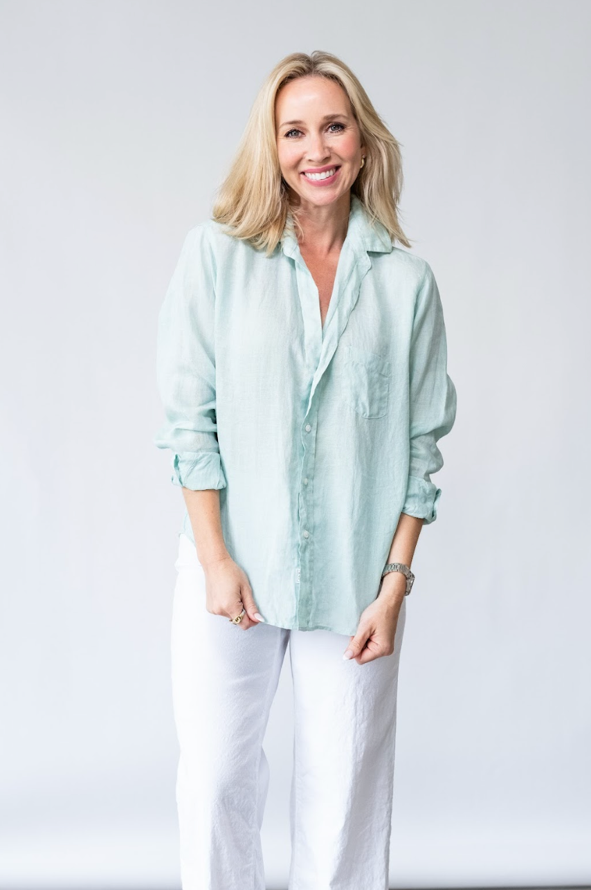 Eileen Relaxed Button-Up Shirt in Sea Foam - Lukka Boutique
