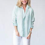 Eileen Relaxed Button-Up Shirt in Sea Foam - Lukka Boutique
