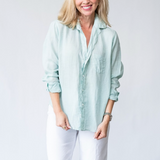 Eileen Relaxed Button-Up Shirt in Sea Foam - Lukka Boutique