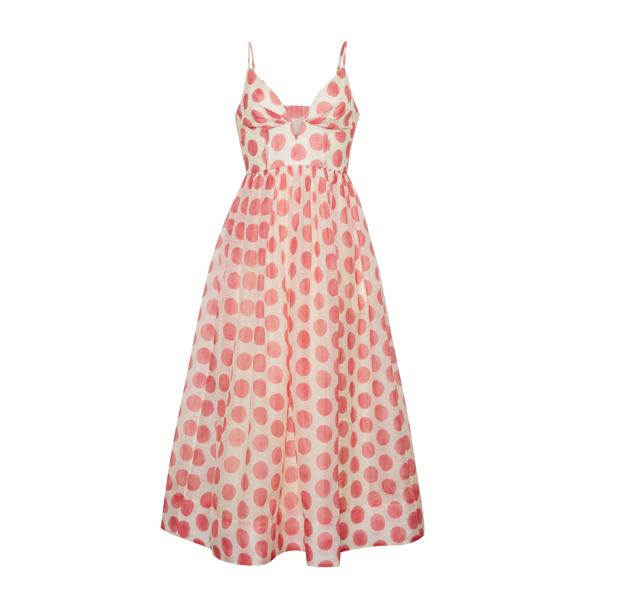 Paro Midi Dress in Celeste Spot Pink - Lukka Boutique
