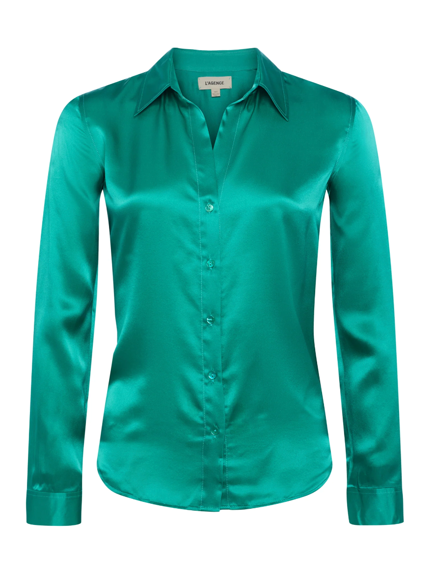 Tyler Silk Blouse in Bright Jade