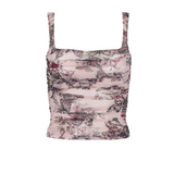 Rasha Shirred Tank in Butterfly Jungle