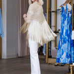 Crochet Short Triangle Poncho in Champagne - Lukka Boutique