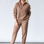 Hawley Half Zip Sweatshirt in Golden Bronze Marl - Lukka Boutique