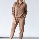 Hawley Half Zip Sweatshirt in Golden Bronze Marl - Lukka Boutique