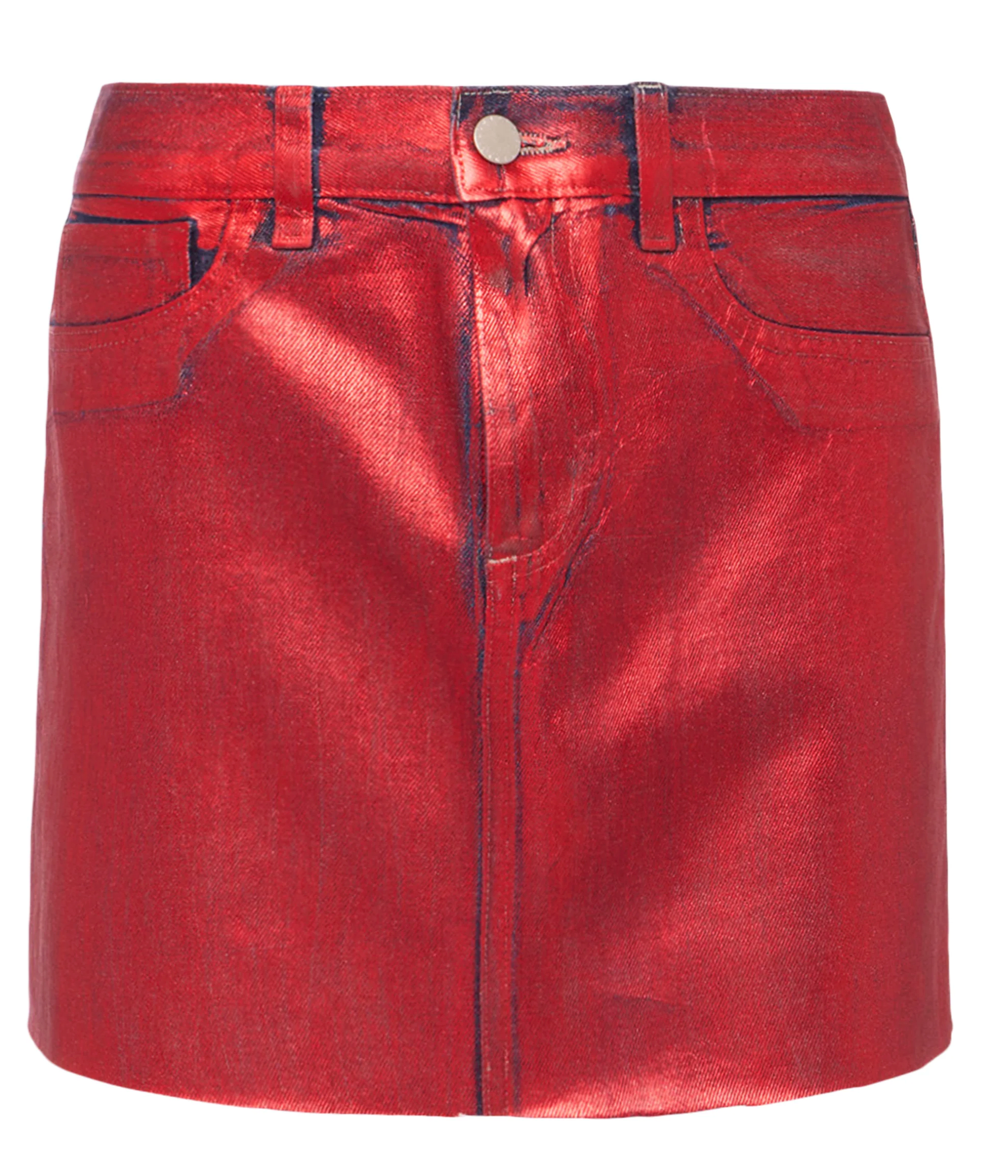 Paris Micro Mini Skirt in Garnet Red Foil