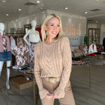 Mio Cable Crop Pullover in Soft Camel - Lukka Boutique