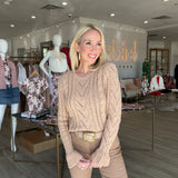 Mio Cable Crop Pullover in Soft Camel - Lukka Boutique