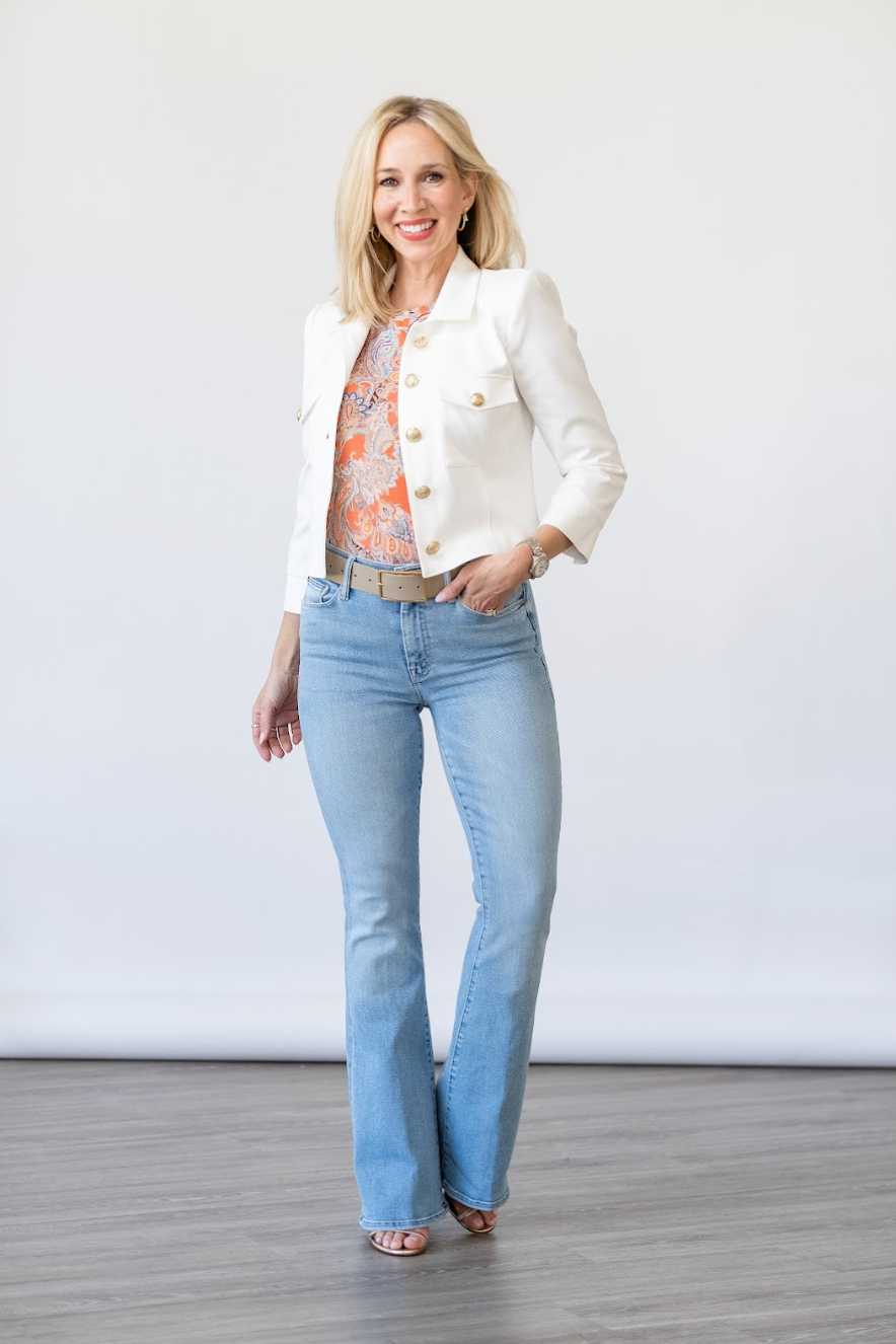 Kumi Cropped Jacket in White - Lukka Boutique