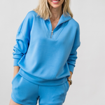 Ollie High Rise Short 3.5 in Azure Blue - Lukka Boutique