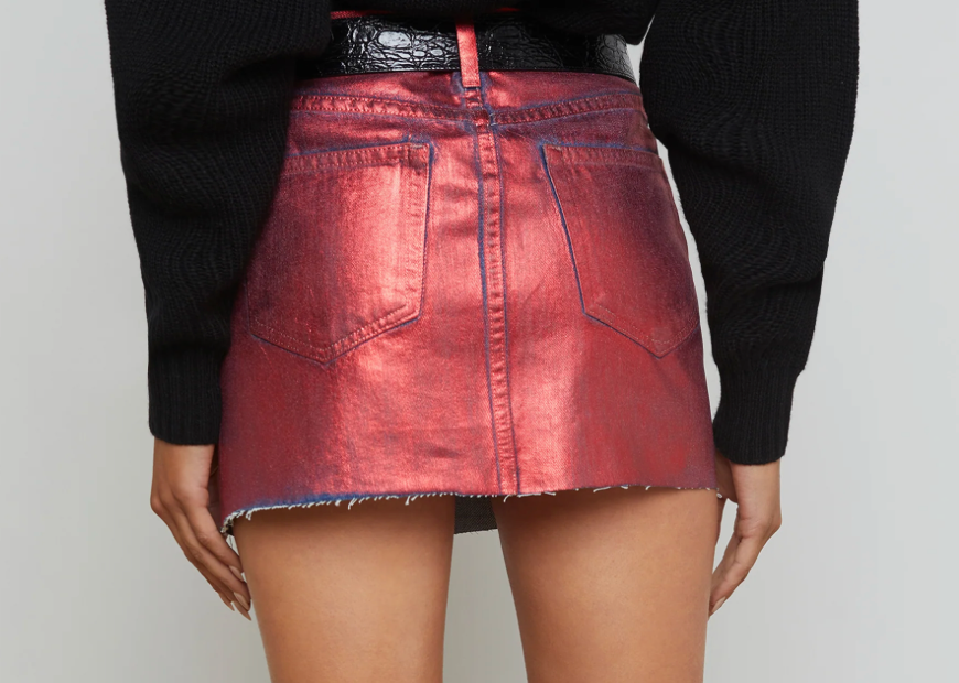 
                  
                    Paris Micro Mini Skirt in Garnet Red Foil
                  
                