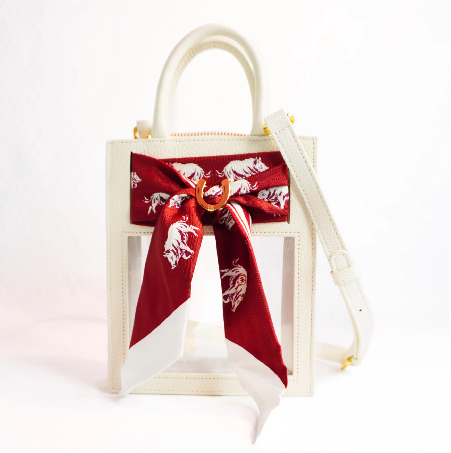 Mini Calista Clear Bag + Running Razorbacks Twilly - Lukka Boutique
