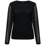 Long Sleeve Perfect Mesh Tee in Black - Lukka Boutique