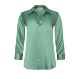 Dani 3/4 Sleeve Silk Blouse in Malachite Green