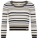 Yukio Striped Crop Crew Sweater in  Multi Stripe - Lukka Boutique