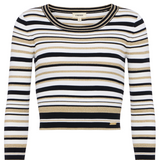 Yukio Striped Crop Crew Sweater in  Multi Stripe - Lukka Boutique