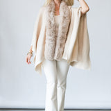 Ruana with Faux Fur in Beige