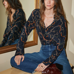 Daria French Cuff Silk Blouse in Wellington - Lukka Boutique